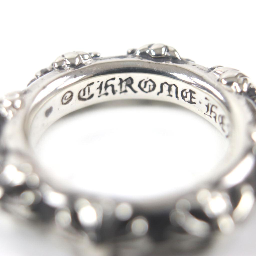 Great CHROME HEARTS Ring Cross Band Ring Silver 925 Mens Used