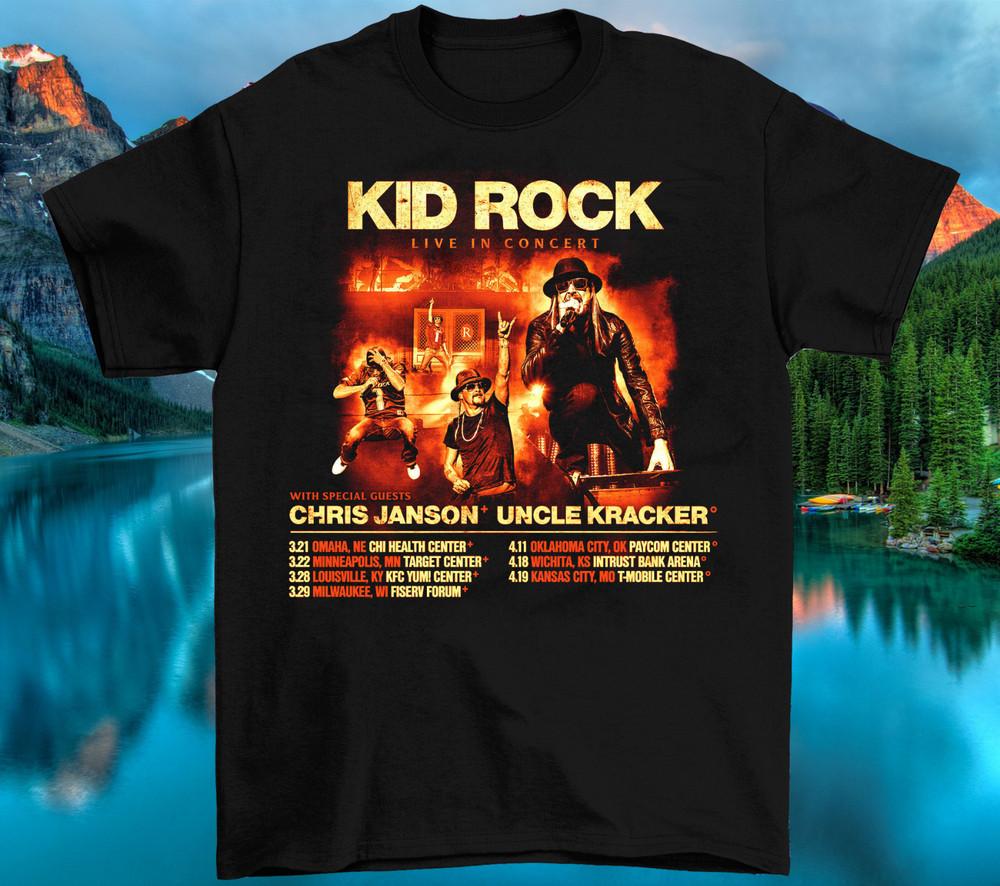 Kid Rock 2025 Tour T Shirt S5XL For Men Cotton Black MM124 Unisex T-Shirt L