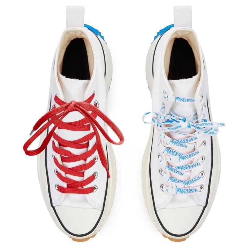 Converse Run Star Hike Comfortable and Versatile High-Top Canvas Shoes Unisex White Red Blue