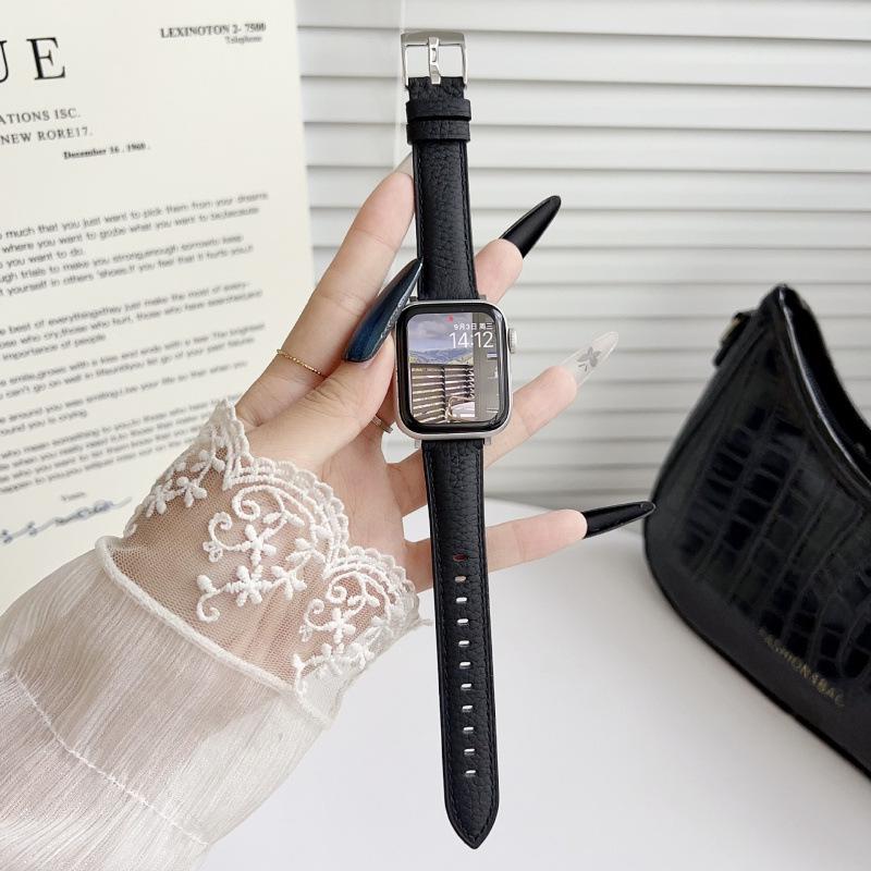 Curea compatibilă din piele pentru Apple Watch S10 - Model litchi, iWatch 9876, SE, Ultra