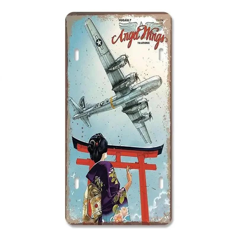 Races Vintage Plate Air Metal Aluminum Signs Retro Top Gun Airplane Metal Poster For Man Cave Bar Home Garage Club Wall Decor