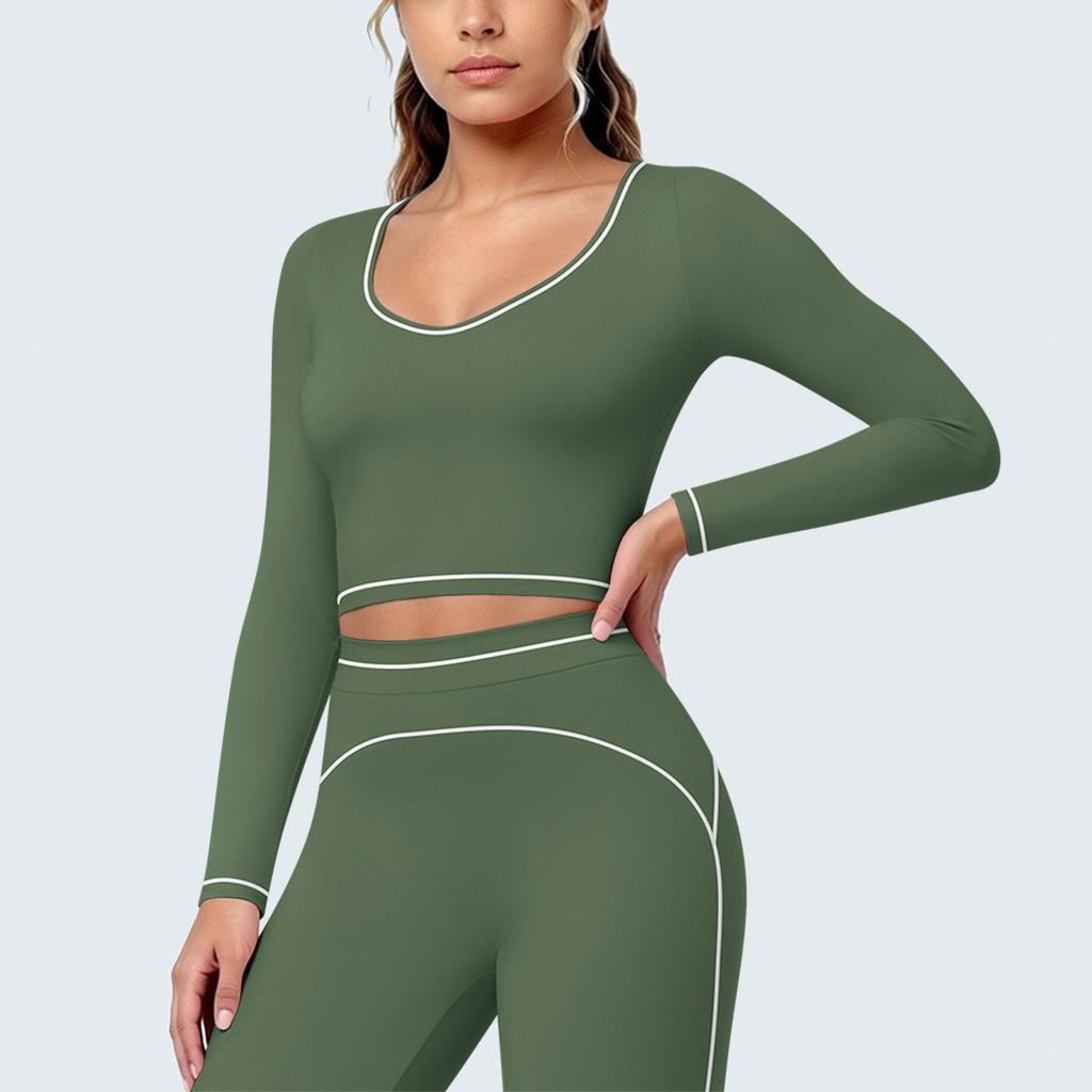 New contrasting color tight high elastic breathable yoga suit six-piece sports running fitness yoga suit women
