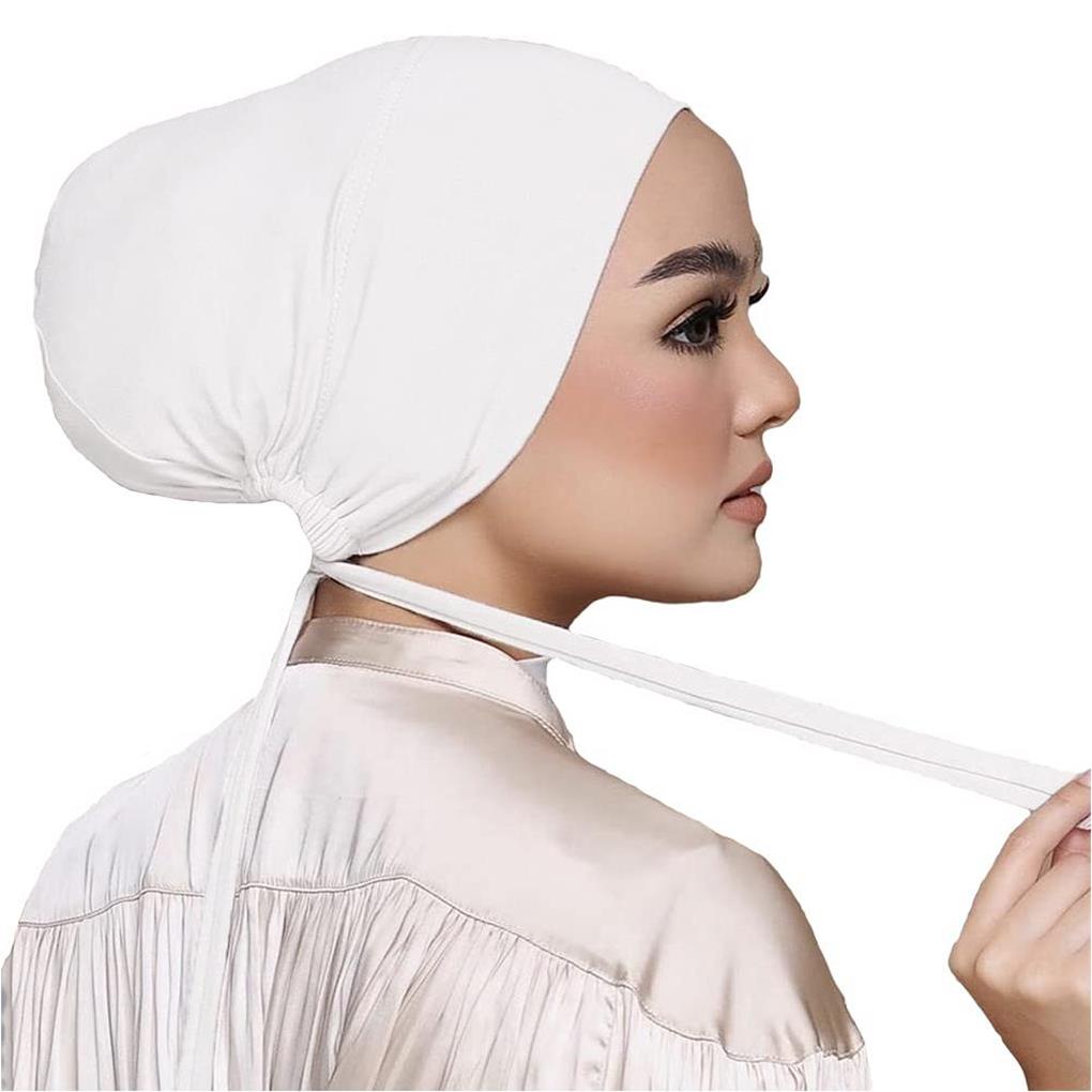 Women Under Scarf Hat Islamic Hijab Headwear Elastic Drawstring Caps with Tie-Back Closure Fashion Accessory Outdoor