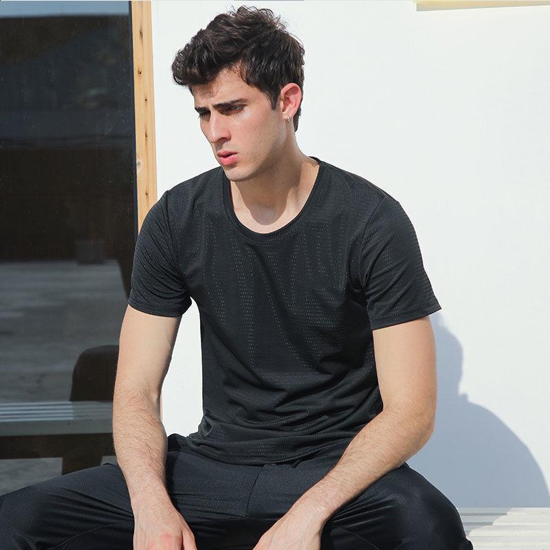 

Футболка мужская быстросохнущая гидрофобная Ice Silk Mesh – дышащая, с короткими рукавами, большого размера, повседневная спортивная одежда 5XL [171-200 lbs]