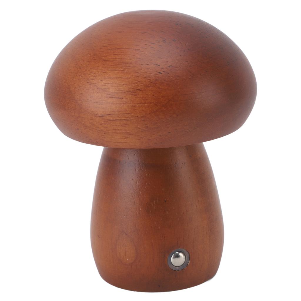 Small Wood Mushroom Lamp USB Charging Cordless Bedside Touch Lamp Portable Dimmable Table Lamp for