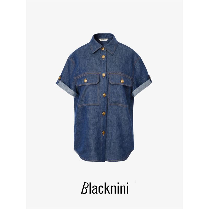 

Blacknini Yin Huafu/BC Set Heavy Weight High Primary Color Dyed Denim Shirt/Shorts Dark blue shorts M