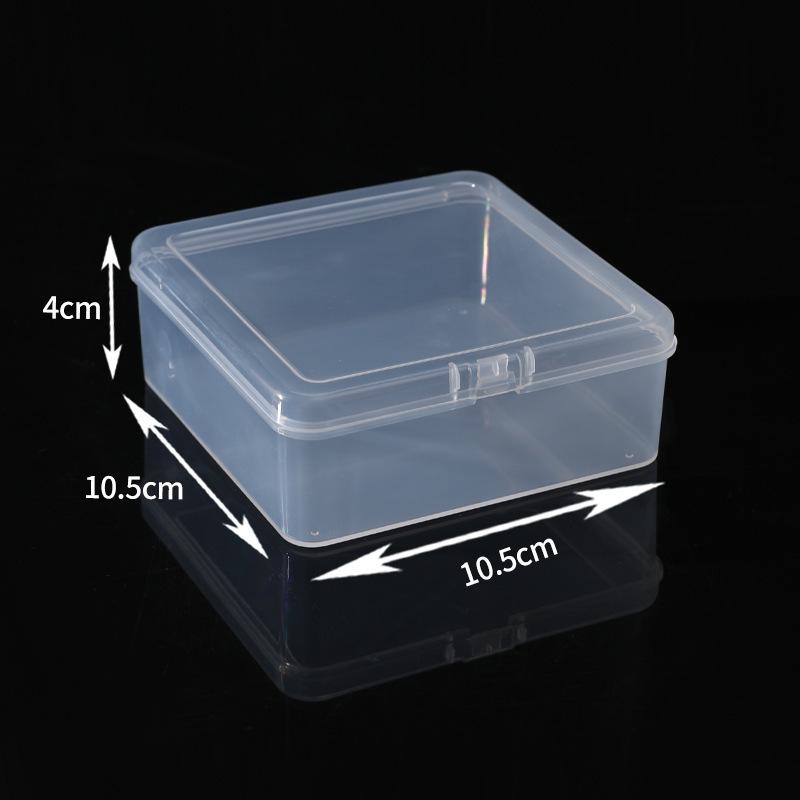 Boîte de rangement carrée en plastique transparent avec couvercle pour petites pièces, perles et bijoux.