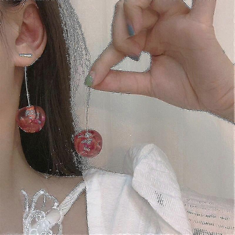 Fruit Cherry Acrylic Earrings For Women Red Long Earrings Elegant Jewelry Removable Wedding Accessories Gift