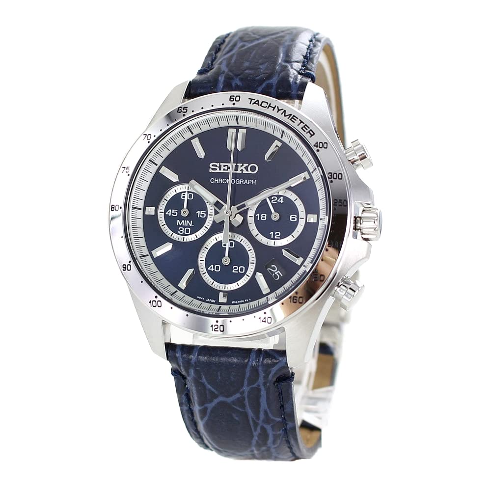 SPIRIT Chronograph Silver Navy Leather SBTR019 [Seiko Watch] Men s Watch, Case, Strap, [Used]
