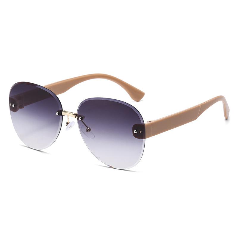 Sunglasses Frameless Ladies, Sunglasses Uv Protection Large Frame Toad Glasses Fashion Ins Street Shooting