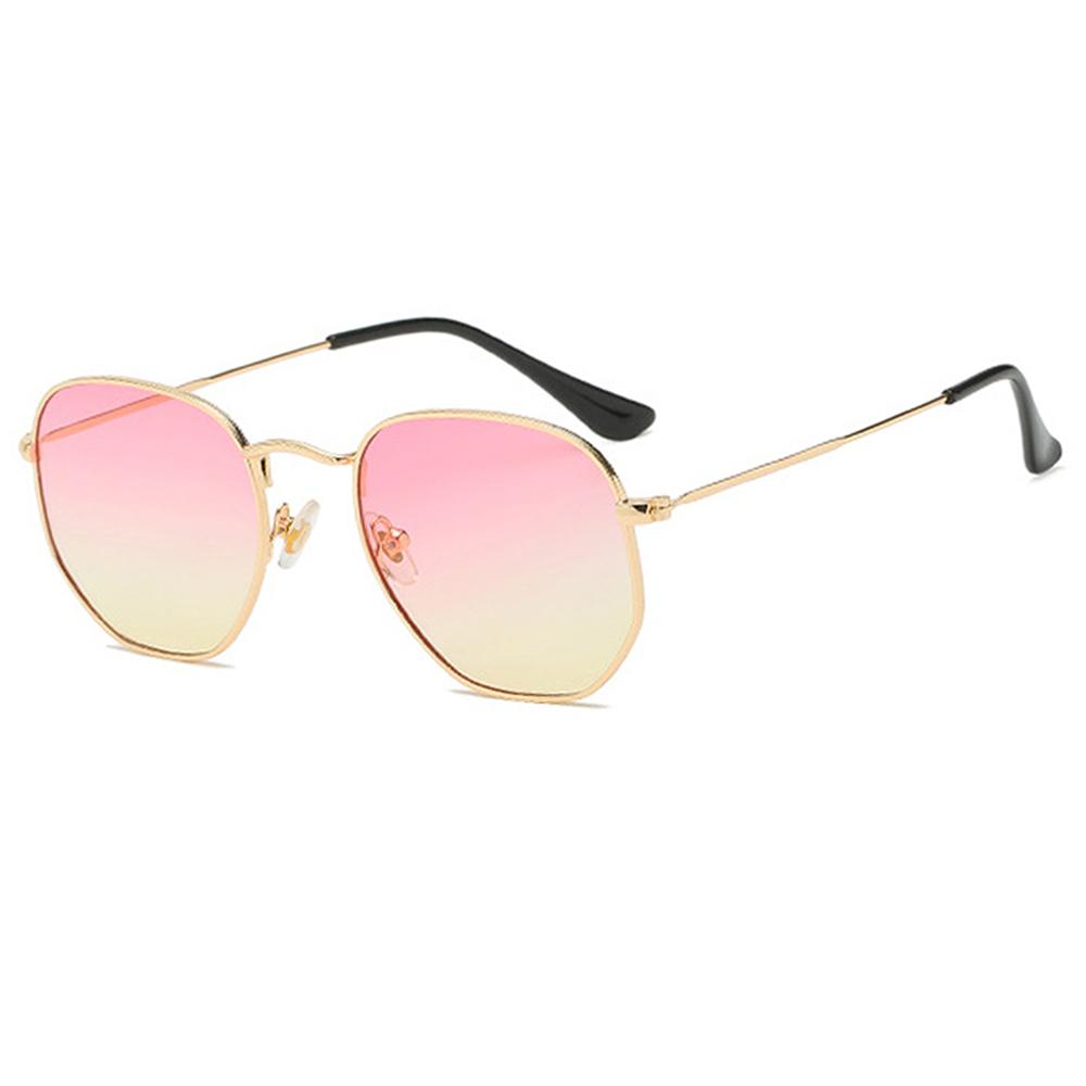 UV400 Glasses Metal Frame Driving Sun Glasses Polygon Mirrored Lens Sunglasses for Men and Women Small Square Sunglasses