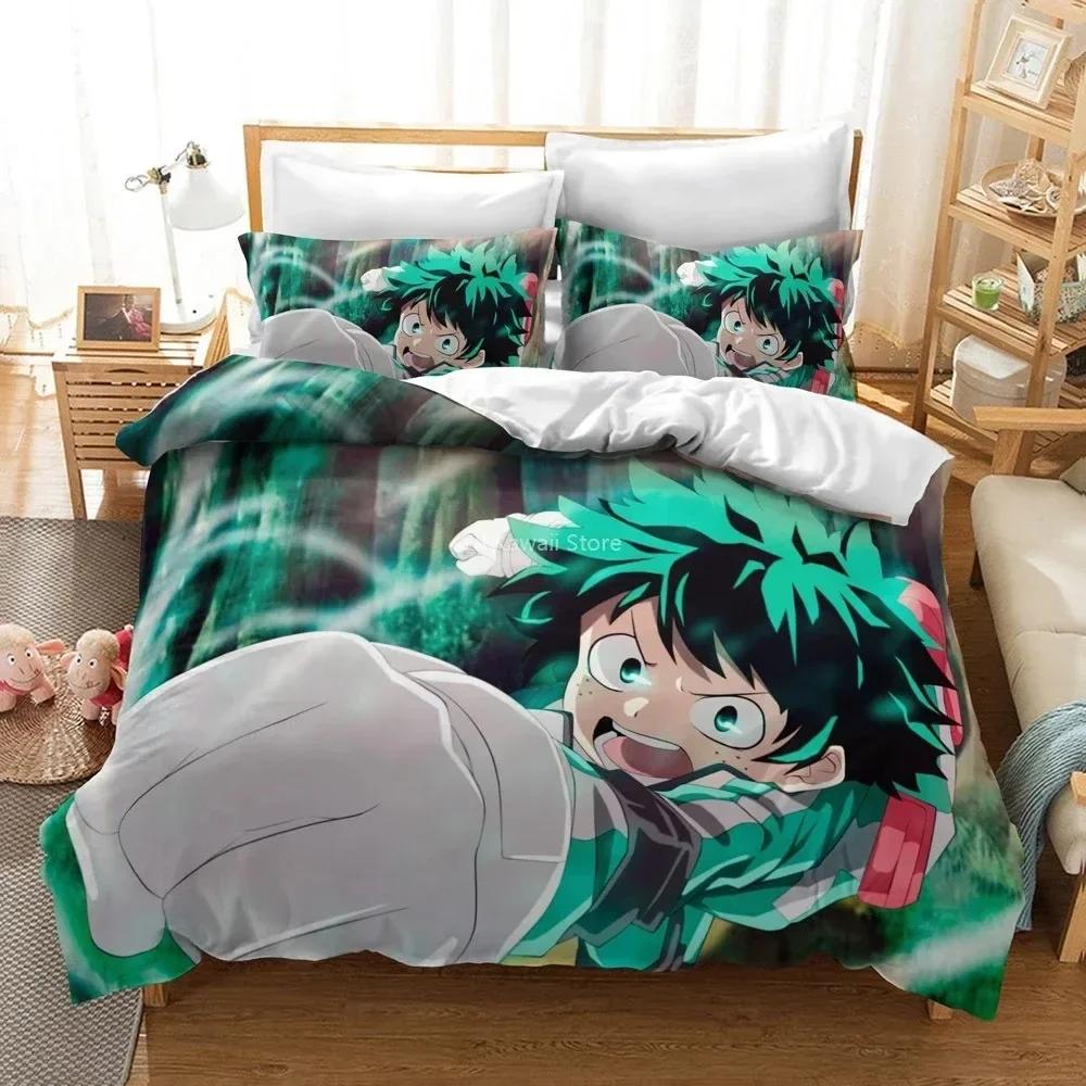 Design Popular 3D My Hero Academia Comfortable Duvet Quilt Cover Pillowcase Bedding Set Children Bedroom Decoration Home Textile