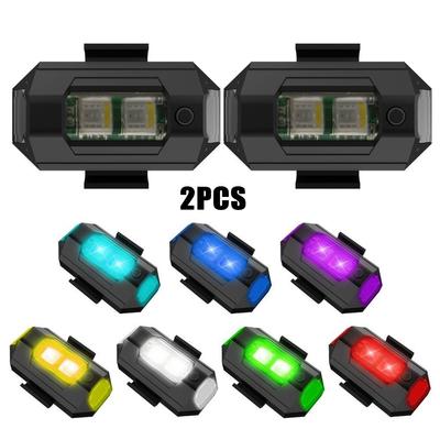 2 buc 7 culori dronă stroboscopică USB LED anti-coliziune bicicletă coadă/aeronave zbor nocturn mini semnal intermitent lumină de avertizare