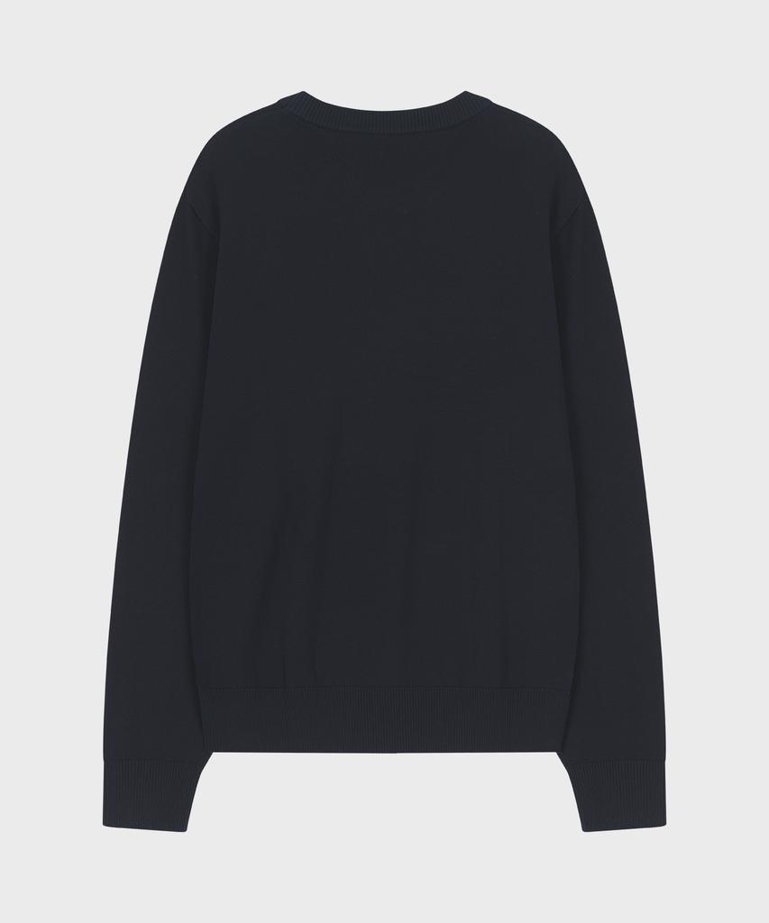 NOIRER Silky Round Neck Knit (Navy)