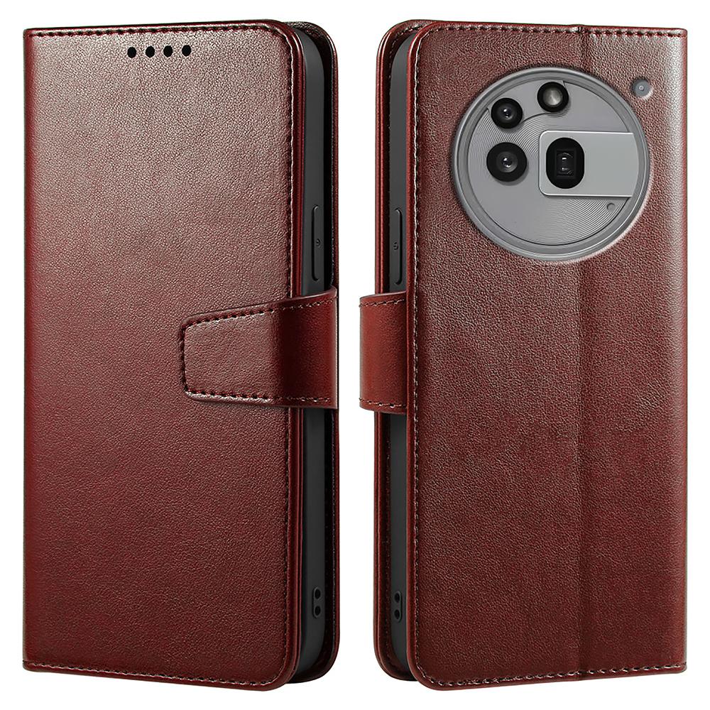 

For Nothing Phone (3a) Pro Case Stand Card Holder Wallet Leather Phone Cover Brown