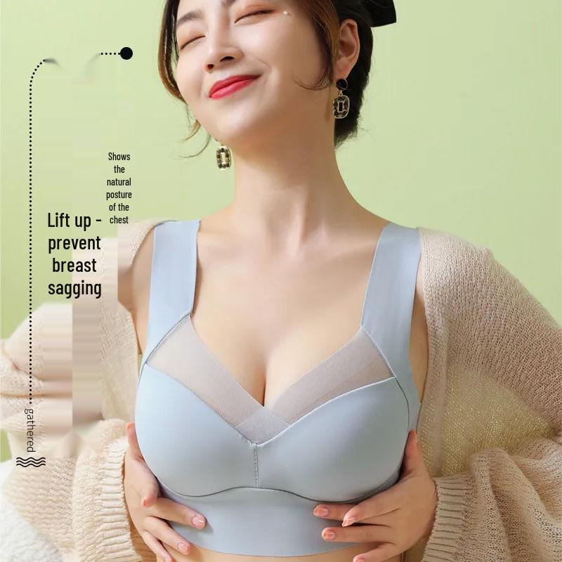 Übergröße Nahtloser Eisseiden Sport-BH - Damen Anti-Hänge Trägerloser BH mit Seitenstütze