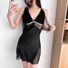 2025 Satin V-Neck Lace Trim Camisole Sleep Dress with Breast Pads