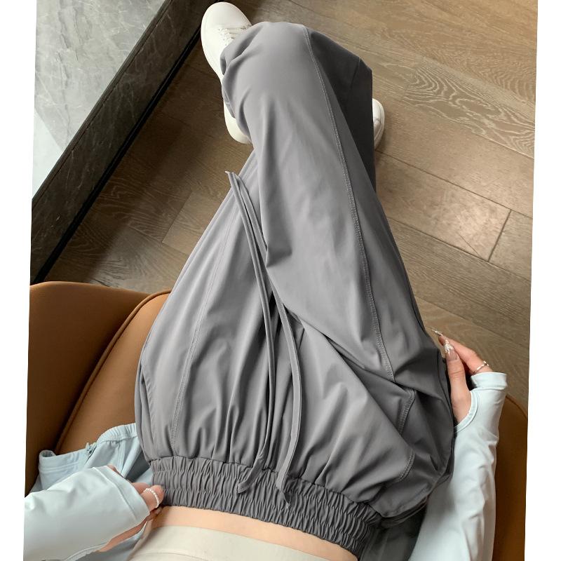 Sweatpants Ice Silk Sunscreen Pants Women's Summer Thin 2025 New Drape Straight Wide Legs Small Casual Quick Drying