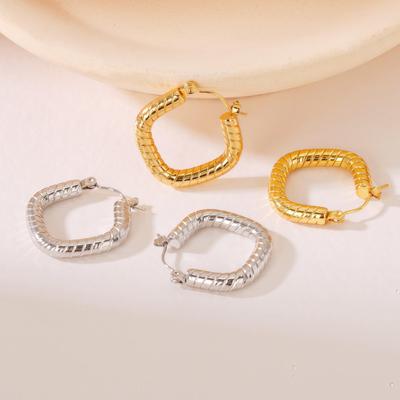 European & American Geometric Twisted Hoop Earrings In Titanium Steel - Stylish & Unique Design for Women