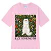 Wut frisst mich auf Katze T-Shirt Damen Mode T-Shirt Sommer Kurzarm Locker Streetwear T-Shirts