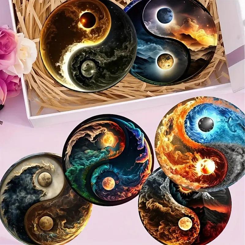 Drink Coasters Mat 6X Anti-slip Round Coasters Mat Heat-resistant Table Cup Coasters For Coffee Bar Living Room Countertop