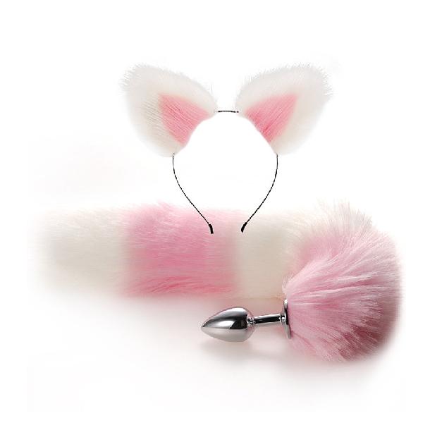 Fox Tail Anal Plug with Hairpin Bdsm Toy Flirting Metal Butt Plug Tail Sex Toys for Woman Man Couples Cosplay Adult Game
