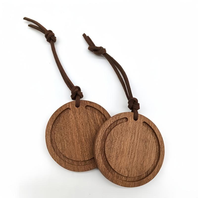 1 Stück Runder Premium Holz Diffusor - Handgefertigt aus Weißem Wachsholz und Schwarznuss - Elegantes Autoaufhängung Aroma Zubehör