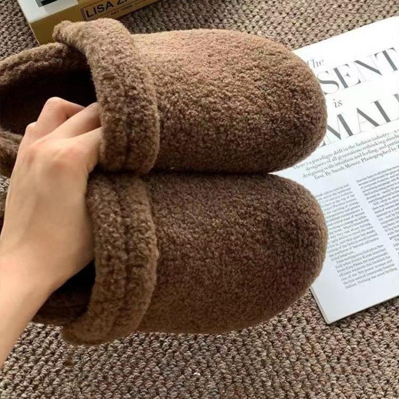 

Теплые пушистые хлопковые туфли для женщин, новинка зимы, бархатные, на толстой подошве, два варианта носки, с закрытым носком и полутапочки 40 темно-коричневого