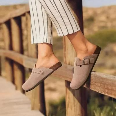 Women's Shoes Women's Closed Toe Slippers Cow Suede Leather Clogs Women's Sandals Retro Garden Mule Clog Slide New