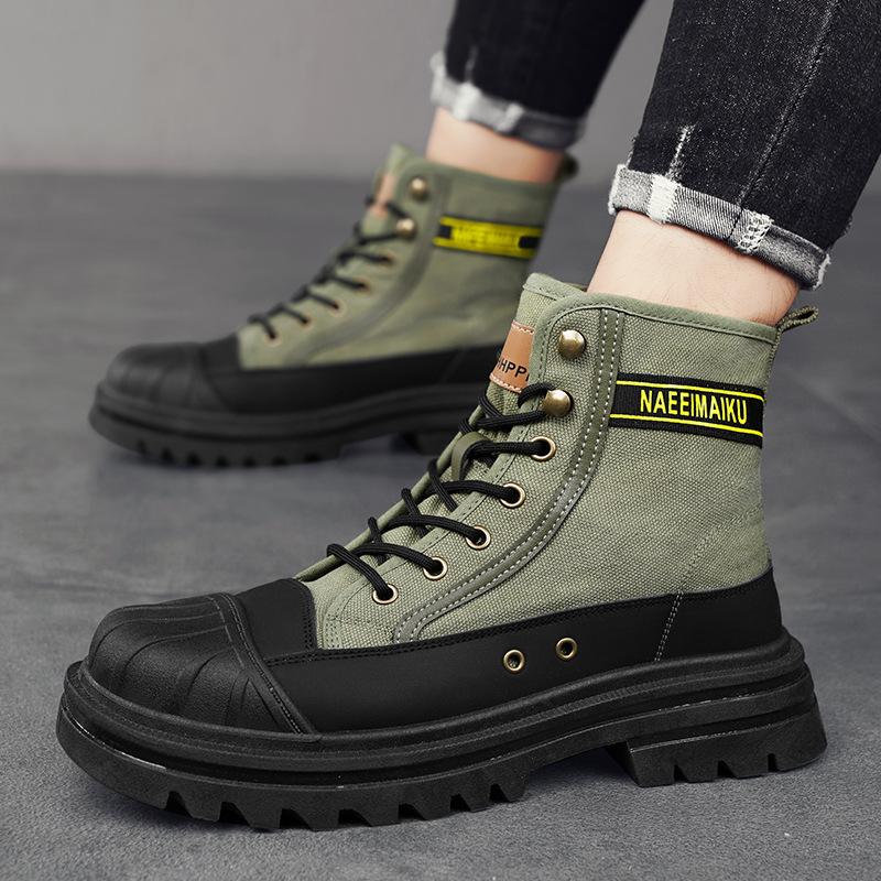 Fashion Street Style Men's Canvas Boots Autumn Winter Camouflage Platform High Top Ankle Boots Wear-resistant Works Boots Botas Hombre