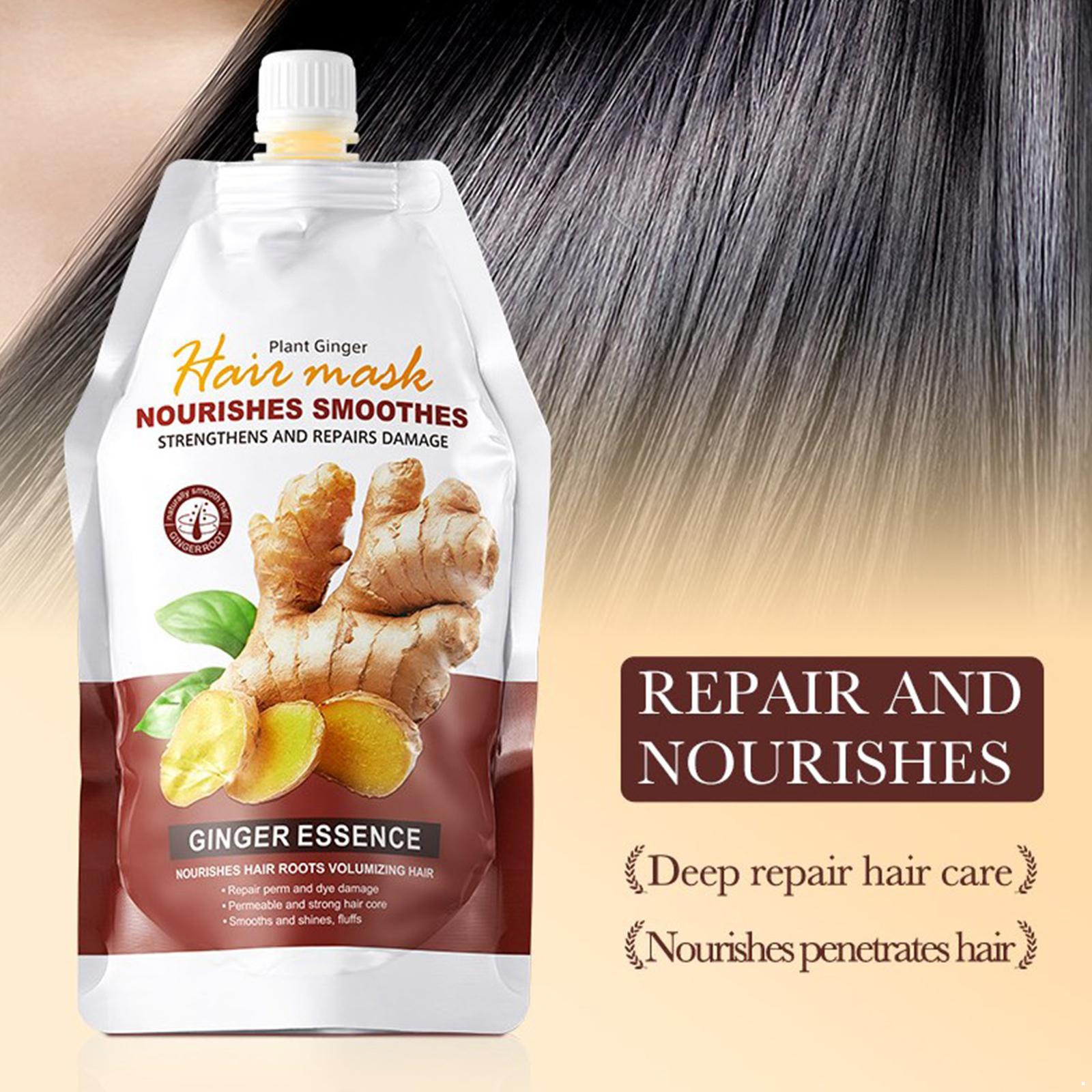 

Живильна маска для волосся з імбиром для сухого, пошкодженого та кучерявого волосся для відновлення гладкості та відновлення з натуральним рослинним кондиціонером 1 штука One Size жовтий