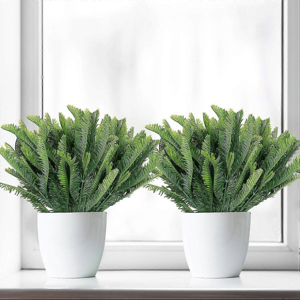 Artificial Fern (Set of 6) - Indoor/Outdoor Artificial Plant - Artificial Foliage for Living Room, Garden, Wedding Decoration, Office, Zen Bathroom De