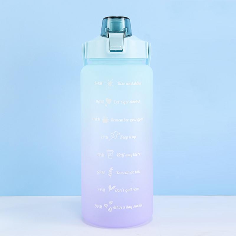 Butelka wody 2L ze słomką przezroczysty przenośny czajnik sportowy ze znacznikiem czasu rower wspinaczkowy siłownia sportowe kubki kosmiczne Bpa Free