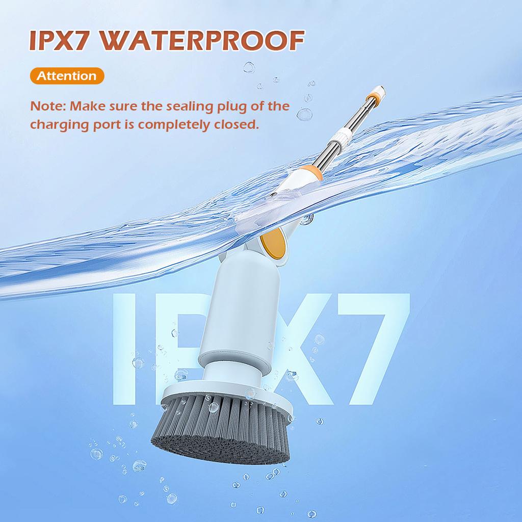 Elektryczna szczotka obrotowa, 2025 Nowa bezprzewodowa szczotka czyszcząca IPX7 Wodoodporna, Szczotka do czyszczenia prysznica z 8 wymiennymi głowicami szczotkowymi