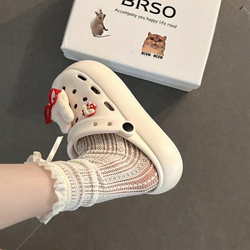 Cute cartoon doll thick-soled heightening hole shoes, summer fashion and leisure versatile two wear bag head slippers