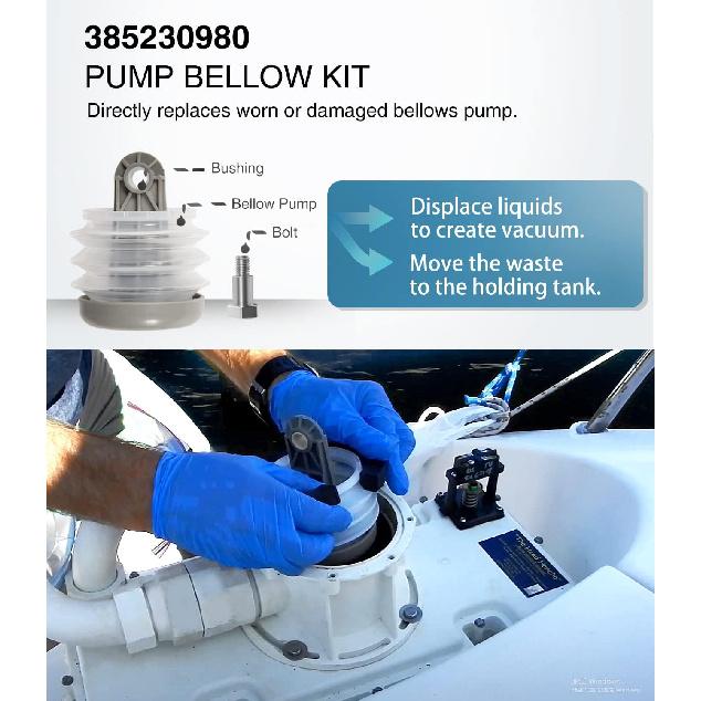 385230980 Toilet Pump Bellows Kit /Sealand, For J and S Series and T Series, VHT, and VG Series Marine Vacuum Discharge Pump Kit