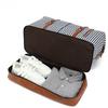 Striped Waterproof Canvas Carry-on Bag Single Shoulder Travel Bag with PU Travel Bag for Sports Wear Belt Shoe Storage