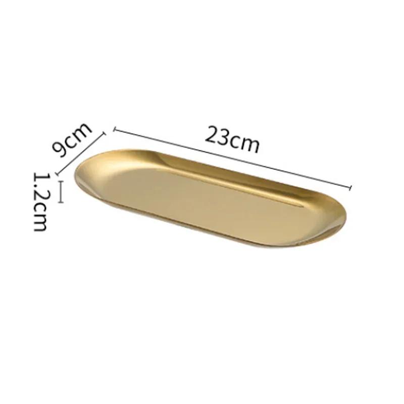 Stainless Steel Oval Serving Tray Towel Storage Dish Plate Fruit Dessert Sushi Snack Serving Dishes Gold Trinket Display Trays