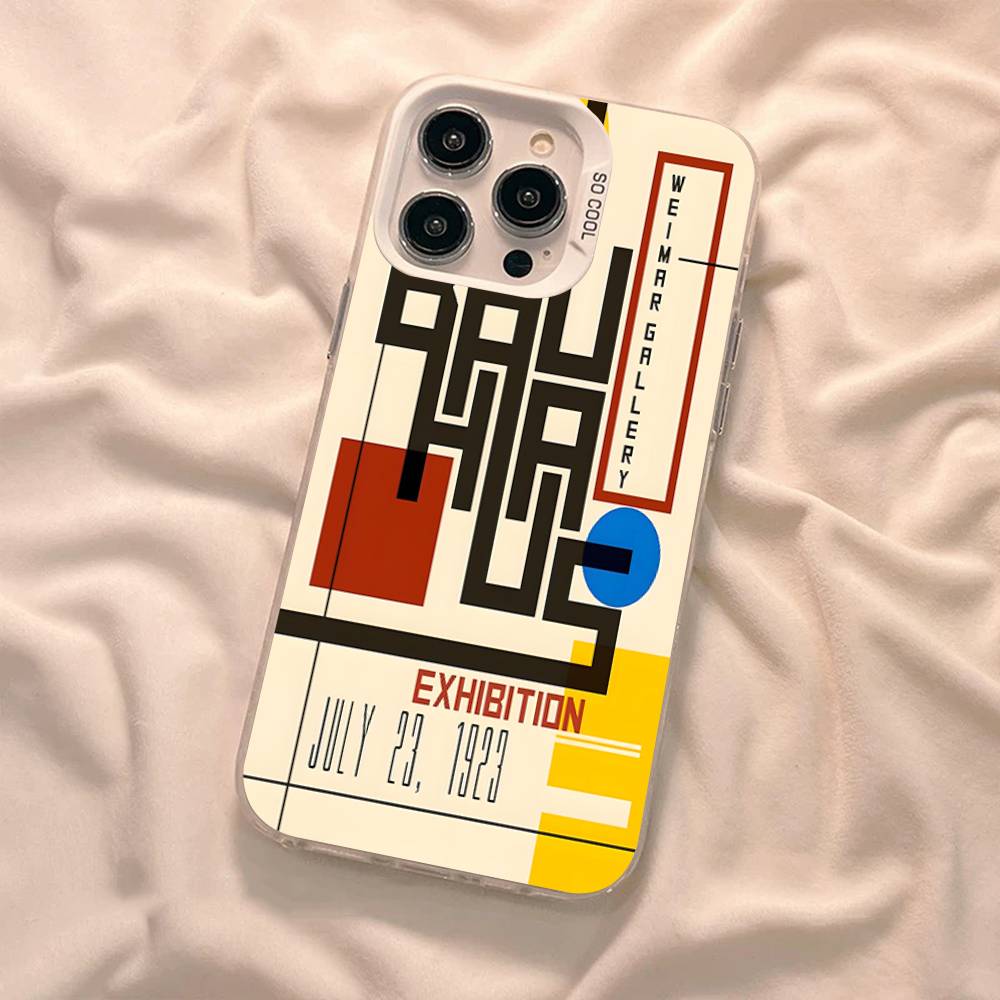Abstract B-Bauhaus Geometric Art Phone Case For IPhone 16 15 14 13 12 11 17 Pro MAX Plus Pro Matte Shockproof Cover