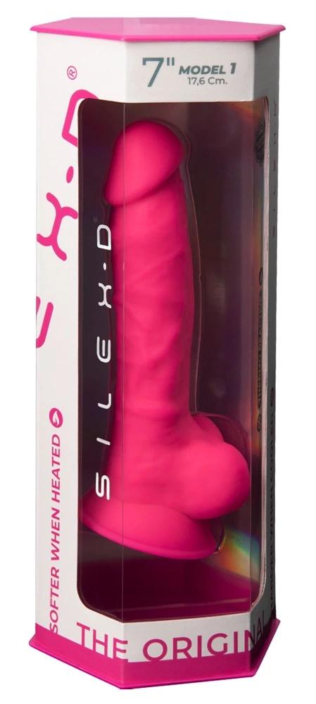 Silexd - Realistic Dildo with Veins, Glans and Testicles, Pink 17.5cm