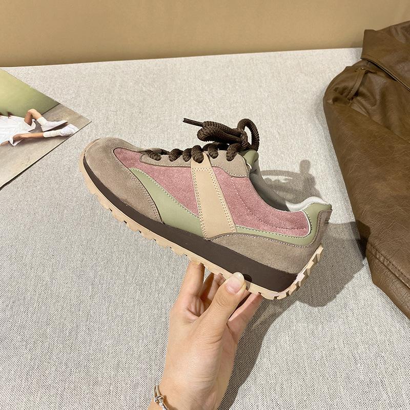 Large size women's shoes 41-43 German training shoes women's flat-bottomed Maillard style Forrest Gump shoes retro color matching sports and leisur
