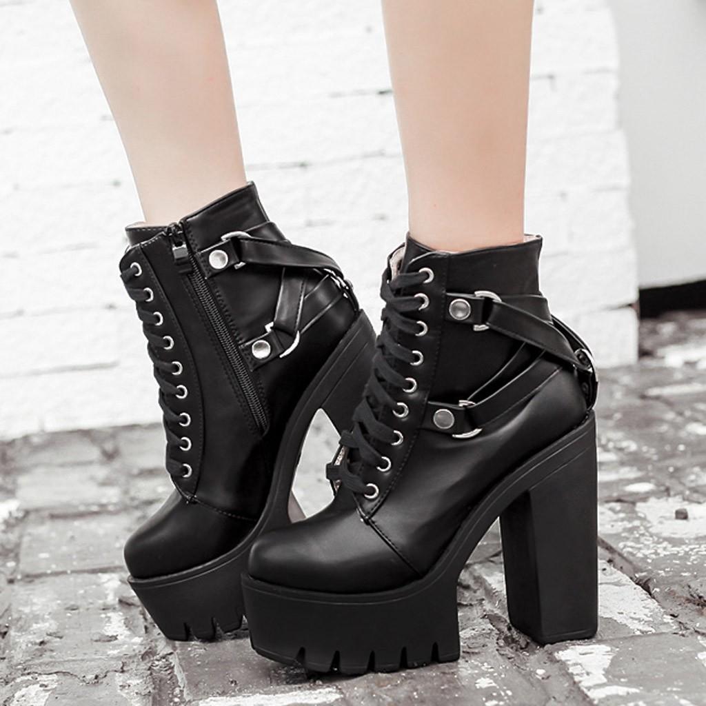 Fashion Lady  Shoe Soft Leather Platform Shoe Party  Boot High Heels