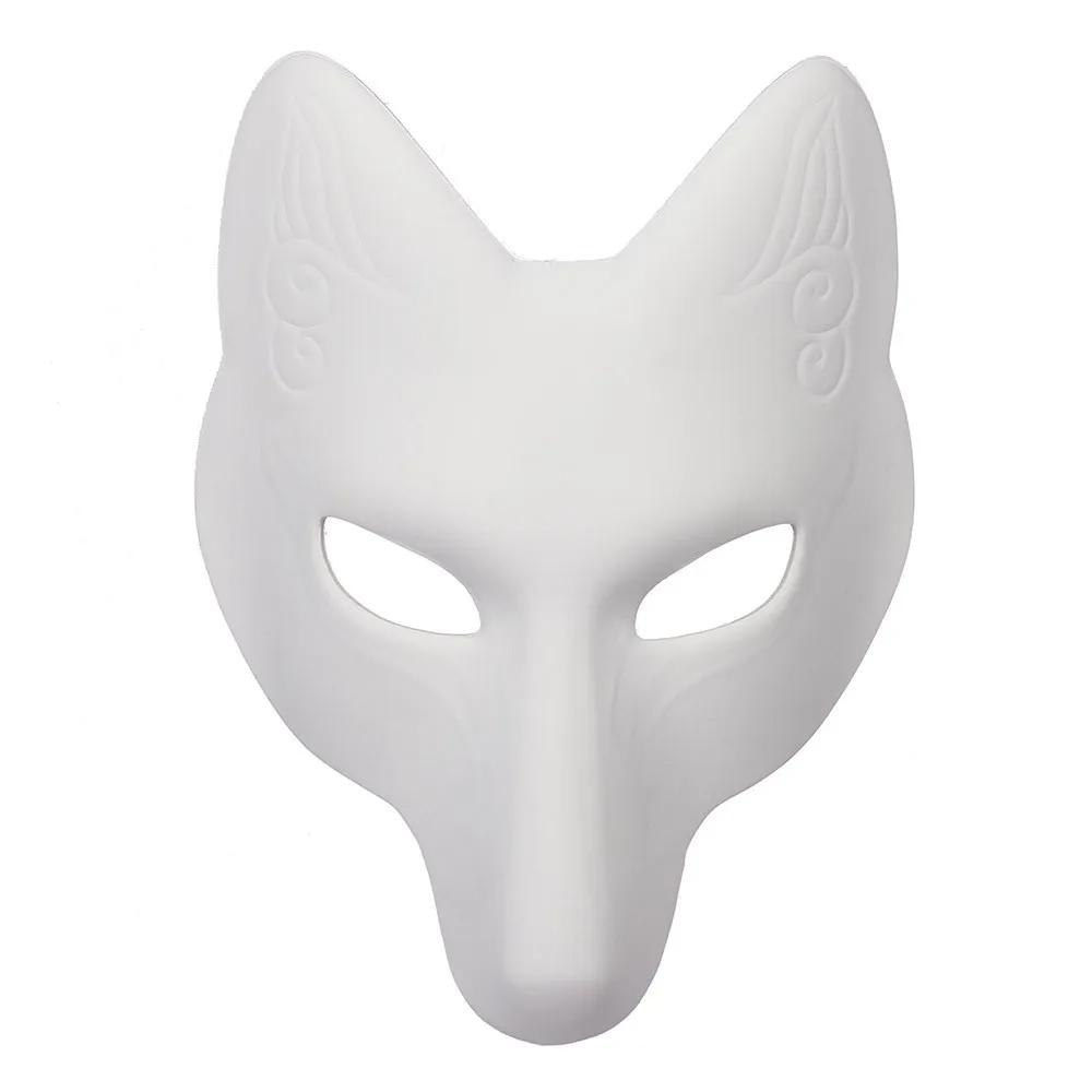 Diy Hand-Painted Mask Blank White Paper Mask Halloween Costume Accessory Cosplay Cosplay Mask For Fox-Themed Events Halloween