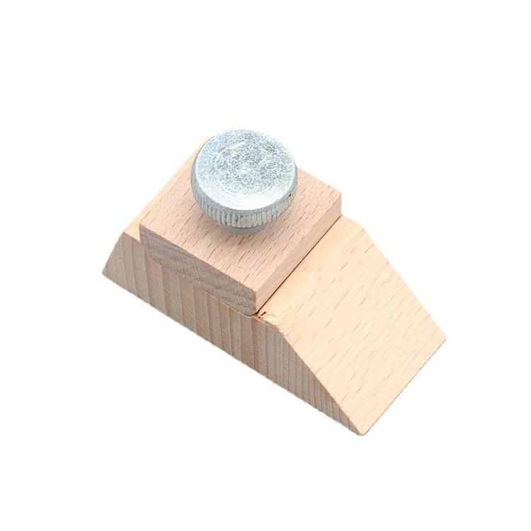 Beech wood sandpaper polishing block, handmade leather edge sealing, polishing sandpaper clip, diagonal wedge shaped square