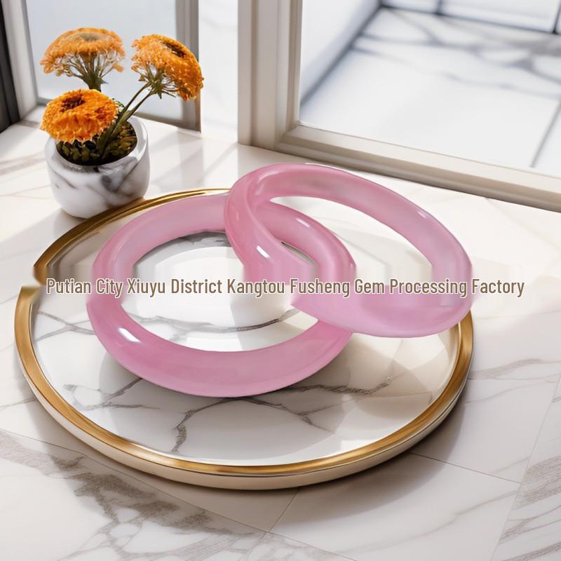 

Браслет из розового камня «кошачий глаз» и агата халцедона для женщин 54mm