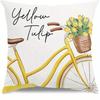 Yellow Tulip Bicycle And Hello Sunshine Pillows Polyester Pillowcase, Sofa Decorative Cushion Cov Headboard Pillow