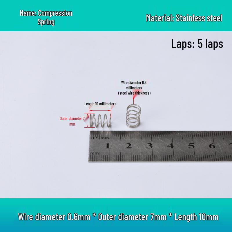 Y-förmige Edelstahl-Druckfeder, 0,6 mm Draht, 7-12 mm Außendurchmesser