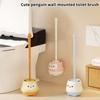 Cute Cartoon-style Toilet Brush With Base, No-drill, Wall-mounted, Long-handled Design For Bathroom Use, Perfect For All Angles