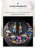 Exquisites europäisch-amerikanisches Kristall-Strass-Schmuckset für Hochzeiten & Abende - Statement-Ohrringe & Halskette