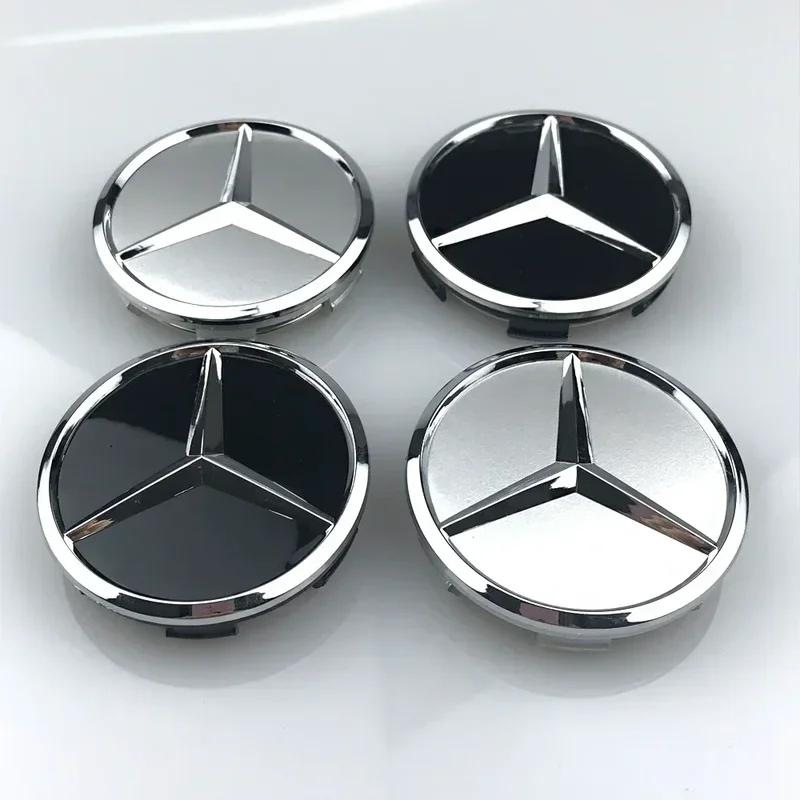 4pcs 60mm Black Silver Car For Mercedes Benz Wheel Cap Badge Logo Cover W176 W177 W204 W205 W213 W212 W206 X156 X253 W117 W166 FI1